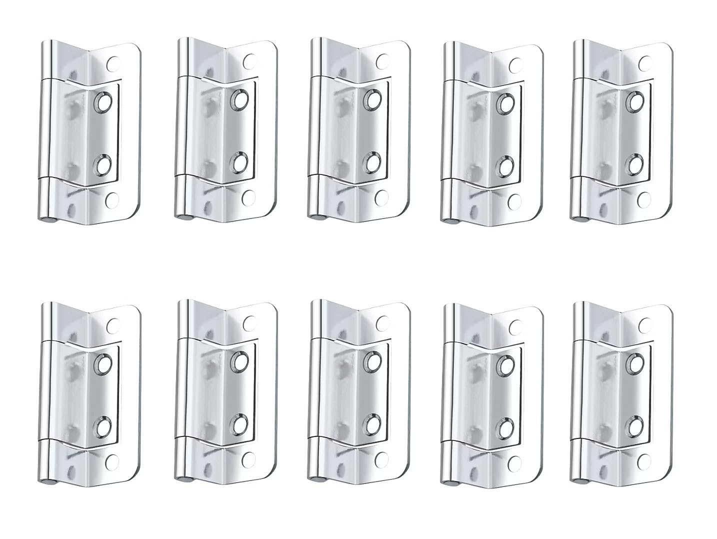 Double Cranked Cabinet/Door Flush Hinges, 50mm, Chrome Finish, Pack of 10