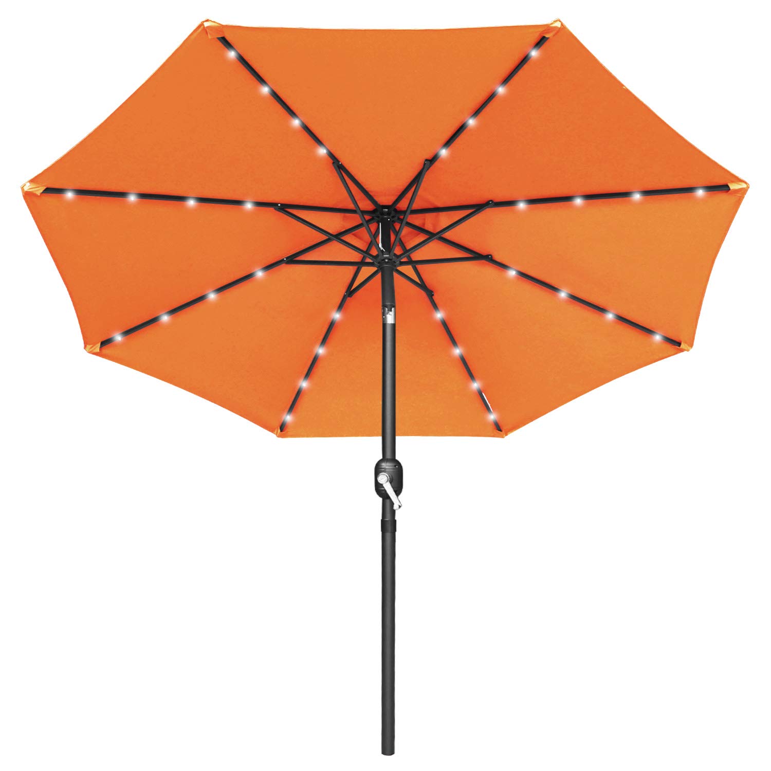 MASTERCANOPY Patio Umbrella with 32 Solar LED Lights -8 Ribs(2.7M,Orange)