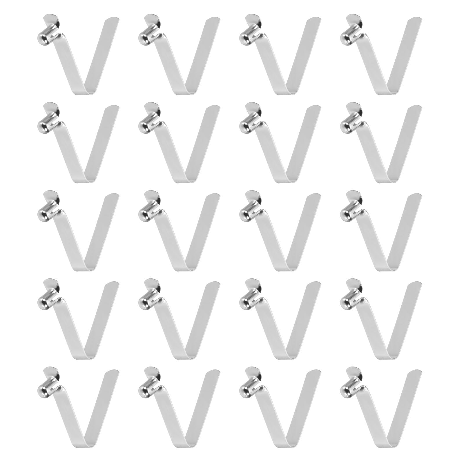 sourcing map 20pcs Single Button Kayak Paddle Snap Spring Clip 5.5x8.5x34mm 65Mn Spring Steel V-Shaped Hollow Lift Telescopic Locking Tube Pole Clips for Tent Umbrella Camping