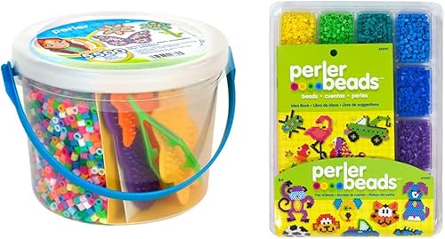 Perler Sunny Days - Cubo de cuentas fusibles de color brillante, 5500 piezas y 17605 cuentas de fusibles surtidas, kit con bandeja de almacenamiento