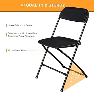 susici 30 Pack Black Plastic Folding Chairs, Portable Party Chairs, Stackable Commercial Seats with Steel Frame for Home Office Wedding Party Indoor Outdoor Events Chairs, 350lbs Capacity