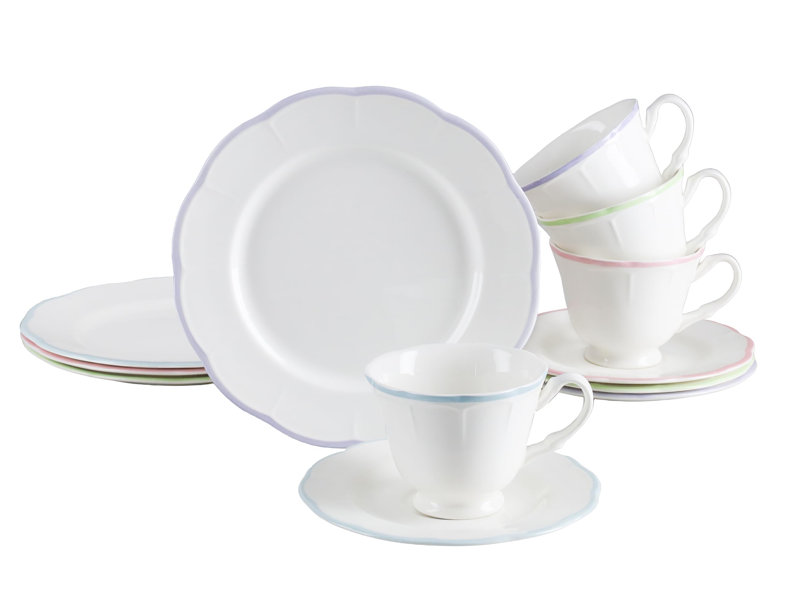 CreaTable, 24843, seria Florine, 12-częściowy zestaw naczyń dla 4 osób, serwis do kawy z kamionki, nadaje się do mycia w zmywarce i używania w kuchence mikrofalowej, wysokiej jakości produkcja