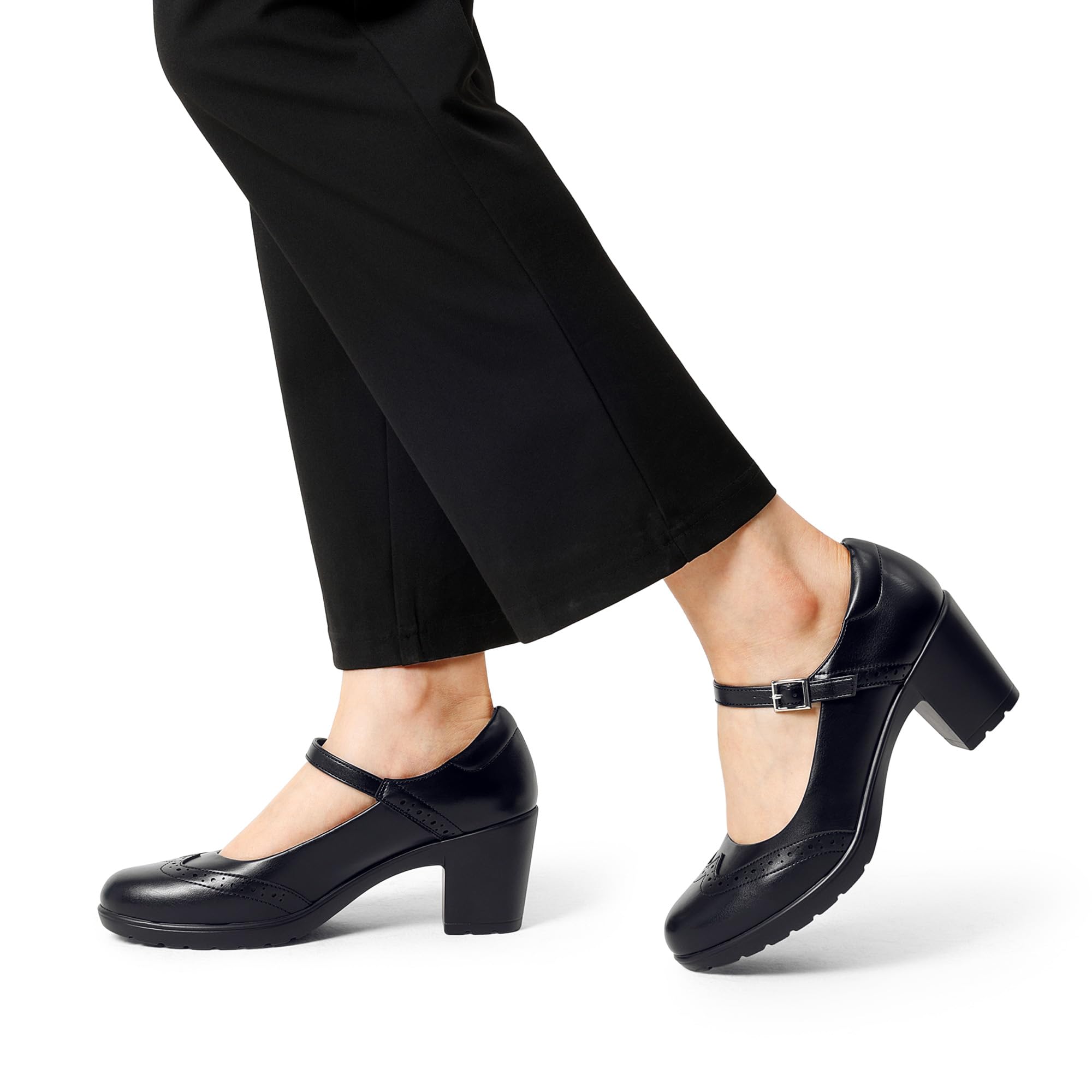 DREAM PAIRS Chaussures Oxford Femme Mary Jane, Escarpins Femme à Talon Épais, Chaussures Habillées Femme à Détails Brogue