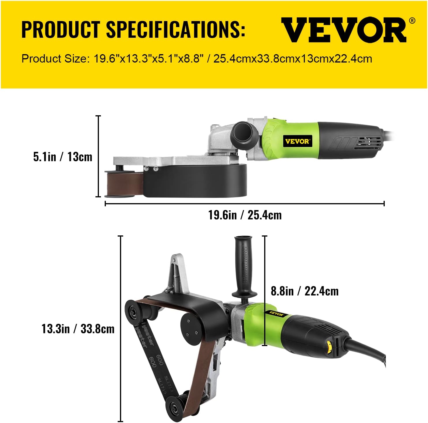 Mophorn Belt Sander 800W 220V Pipe Belt Sander 700-3000 U/Min Tube Belt Sander Polisher Variable Speeds Without Water