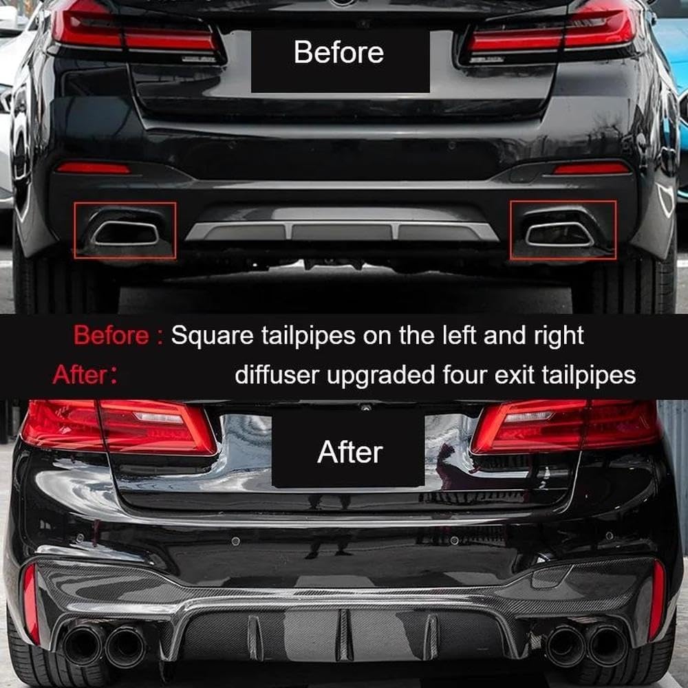 Spare Parts For BMW 5 Series 525i 530i 540i G30 G31 2018-2023 Square Exhaust Pipe Tip Quad Carbon Fiber Muffler Exhaust Systems(Carbon Fiber B)