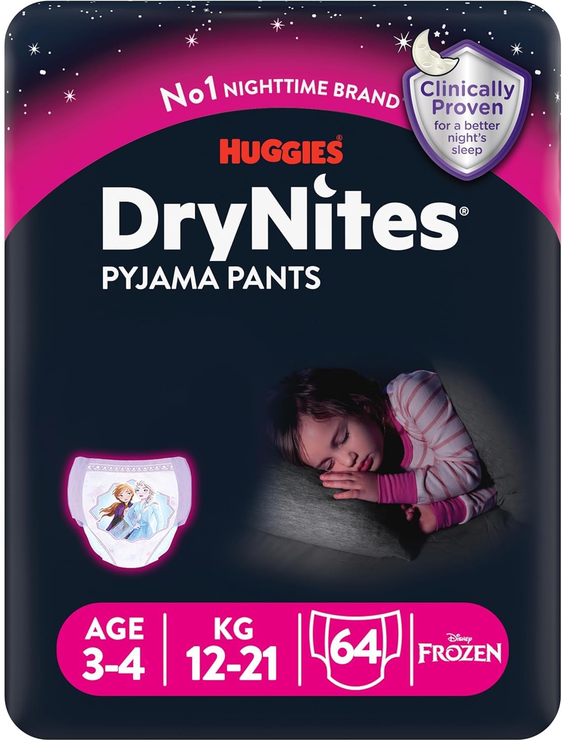 DryNites, Night Time Pants For Girls - Sizes 3-4 Years (64 Pants) Jumbo Pack - Unbeatable Night Time Protection