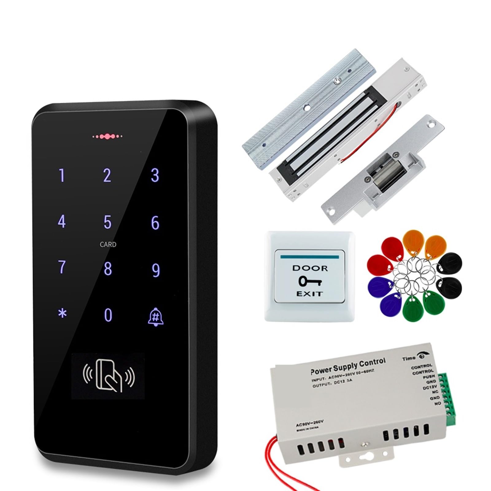 Zestaw do systemu kontroli dostępu do drzwi wodoodpornych IP68 Zestaw klawiatury RFID Zasilanie 180KG Elektryczne zamki do drzwi magnetycznych do domu(Kit7 (180KG L))