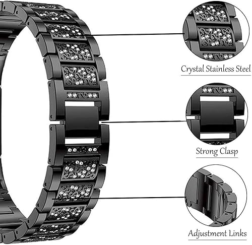 Miniatura 3 de FitTurn Bandas brillantes de joyería para Amazfit Bip 5 bandas para mujeres y hombres, pulsera de diamantes de imitación de repuesto para Amazfit
