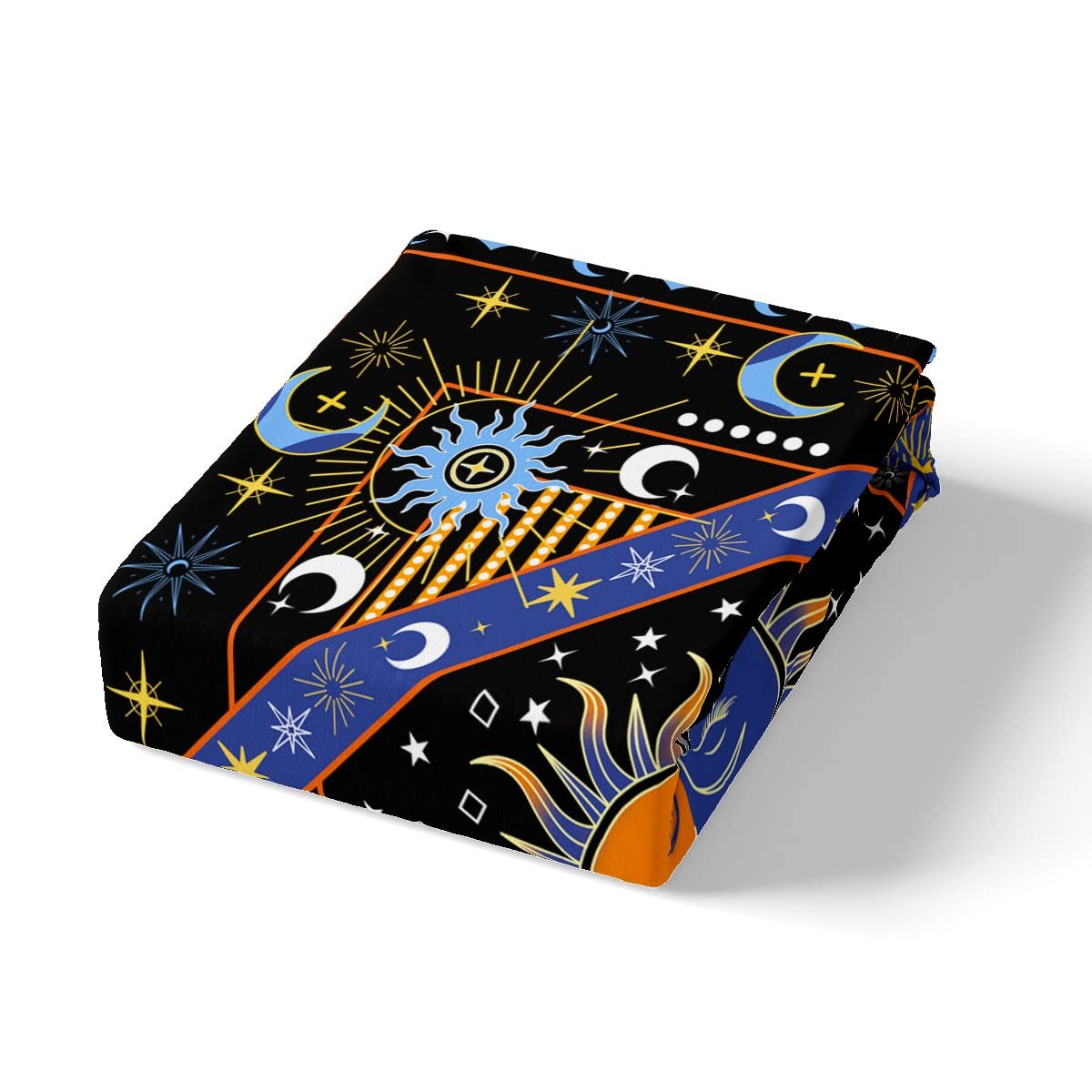 Juego de ropa de cama bohemio con diseño de luna, estilo bohemio, hippie, funda de edredón con purpurina y estrellas, galaxia, tamaño Super King, Trippy Cosmos celestial, funda de edredón con diseño
