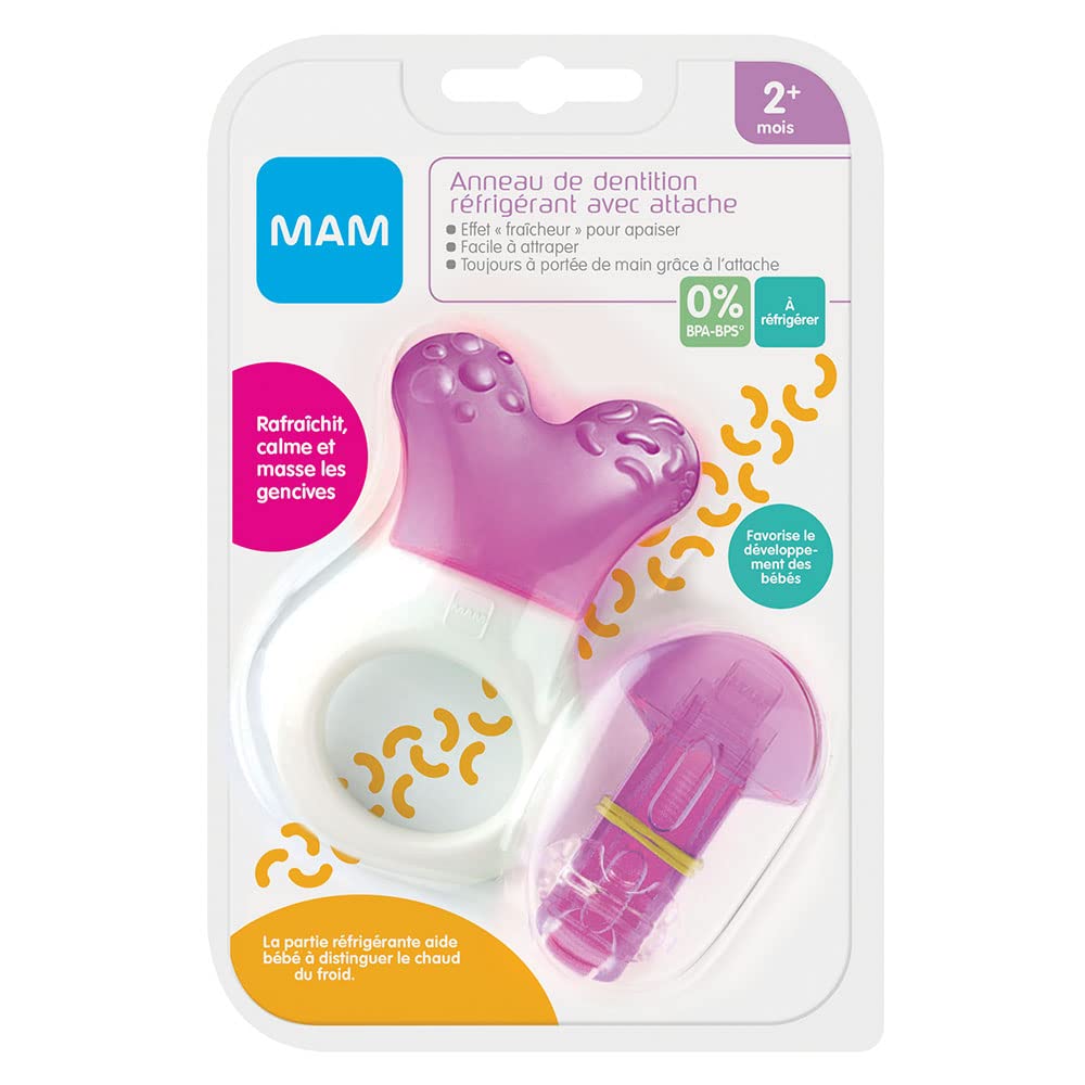 MAM Teether Coolant with Clip Baby Teething Accessory for Soothing Gums from 2 Months Random Colour