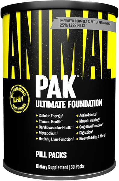 Animal Pak - Convenient Multivitamin for Men & Women Daily All-in-One Vitamin & Supplement Pack - Zinc, Vitamins C, B, D, Amino Acids, and Immune Support - Sports Nutrition Performance - 30 Count