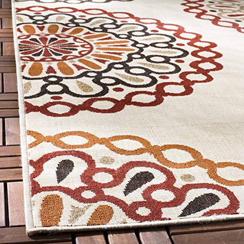 Tapete SAFAVIEH Washable Rug Outdoor 2'7" x 5', Crema y Verde miniatura 5