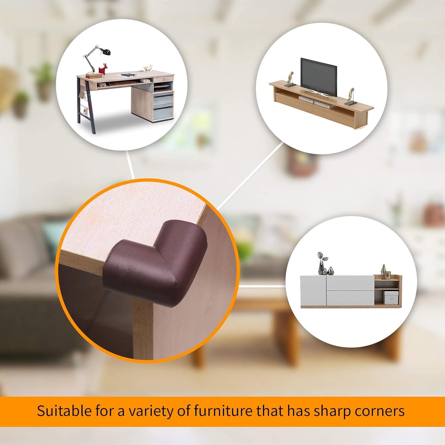 OXSAM Baby Corner Guards – Pre-Taped Foam Edge Protectors with Strong 3M Adhesive for Child Safety | Furniture Corner Cushions for Table, Bed & Shelf 10 Pcs (Brown) 2