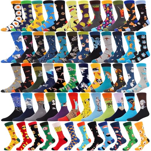 MAKABO 36 Pairs Random Pattern Bulk Colorful Cotton Crazy Socks for Men Women - 36 Pairs - Size 7-13