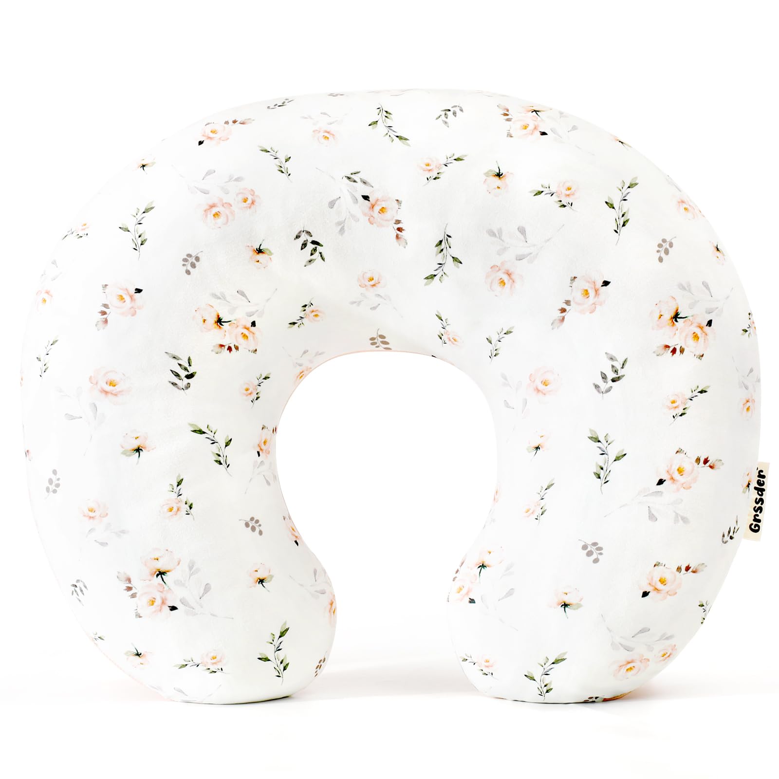 GRSSDER Reversible Nursing Pillow Cover, Ultra Soft Stretchy Minky Removable Nursing Covers Fitted for Breastfeeding Pillows Snug and Safe,