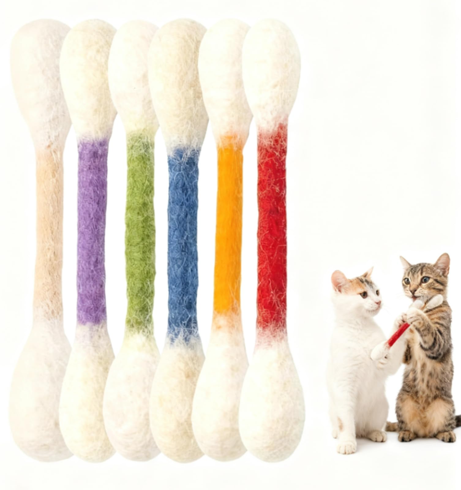Blutin 6PCS Giant Q Tip Cat Toys, Cotton Swabs Cat Toy with Catnip
