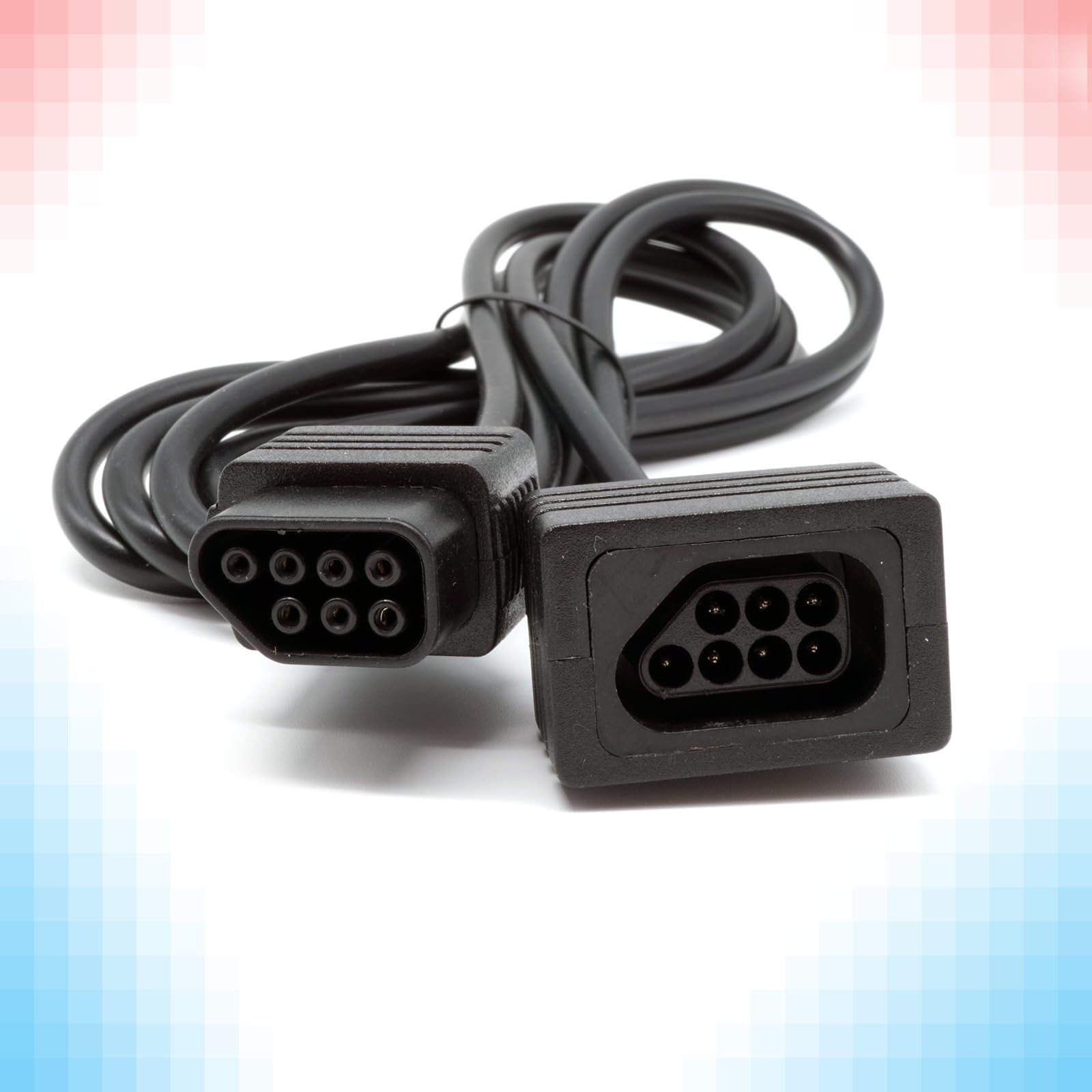 RetroRetter 2x Controller Verlängerung je 1,8m für Nintendo NES - 7Pin Verlängerungskabel GamePad Kabel