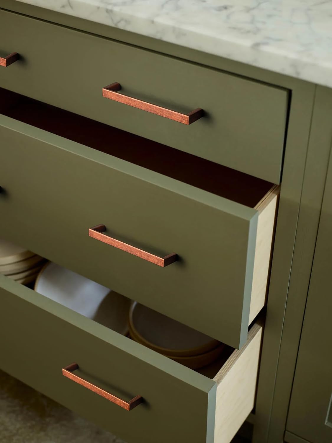 Goo-Ki 6 Packed Antique Copper Cabinet Pulls-3''(76mm) Hole Centers Modern Drawer Pulls