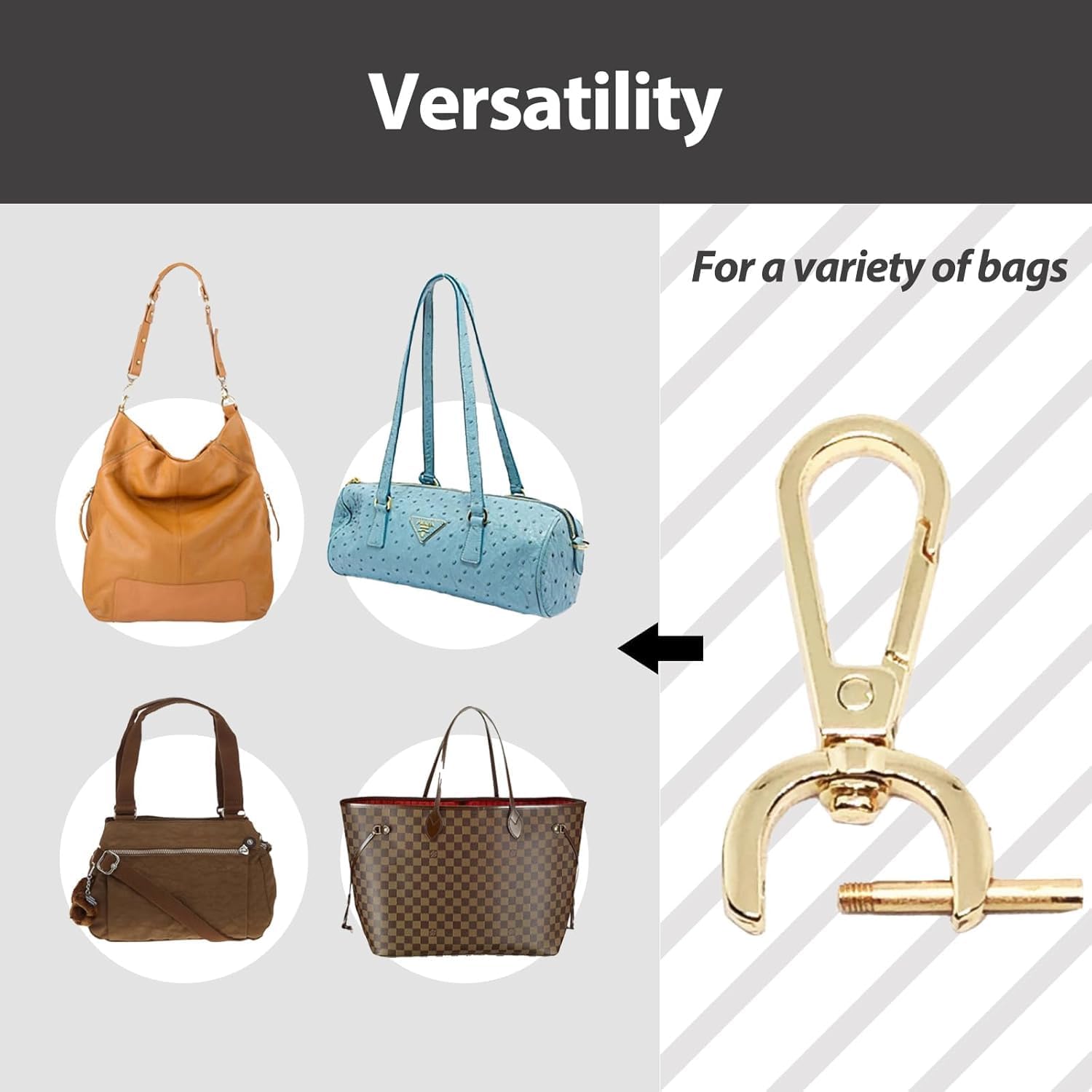 NIIIYTYB 2Pcs Snap Hook Swivel Clasp Set 1.5 Inch Detachable Carabiner Hooks with Screwdriver D Ring Keychain Clips Bag Strap Hardware for Purses Crossbody Bags Key Fobs Pet Collars(Gold) - Image 6