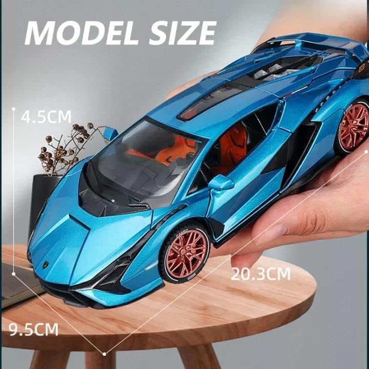 Image of 1 /24 Big Lamborghini SIAN Toy Car Metal Pull Back Diecast Car with Openable Door and Sound Light, Gifts Toys for Kids (Red)