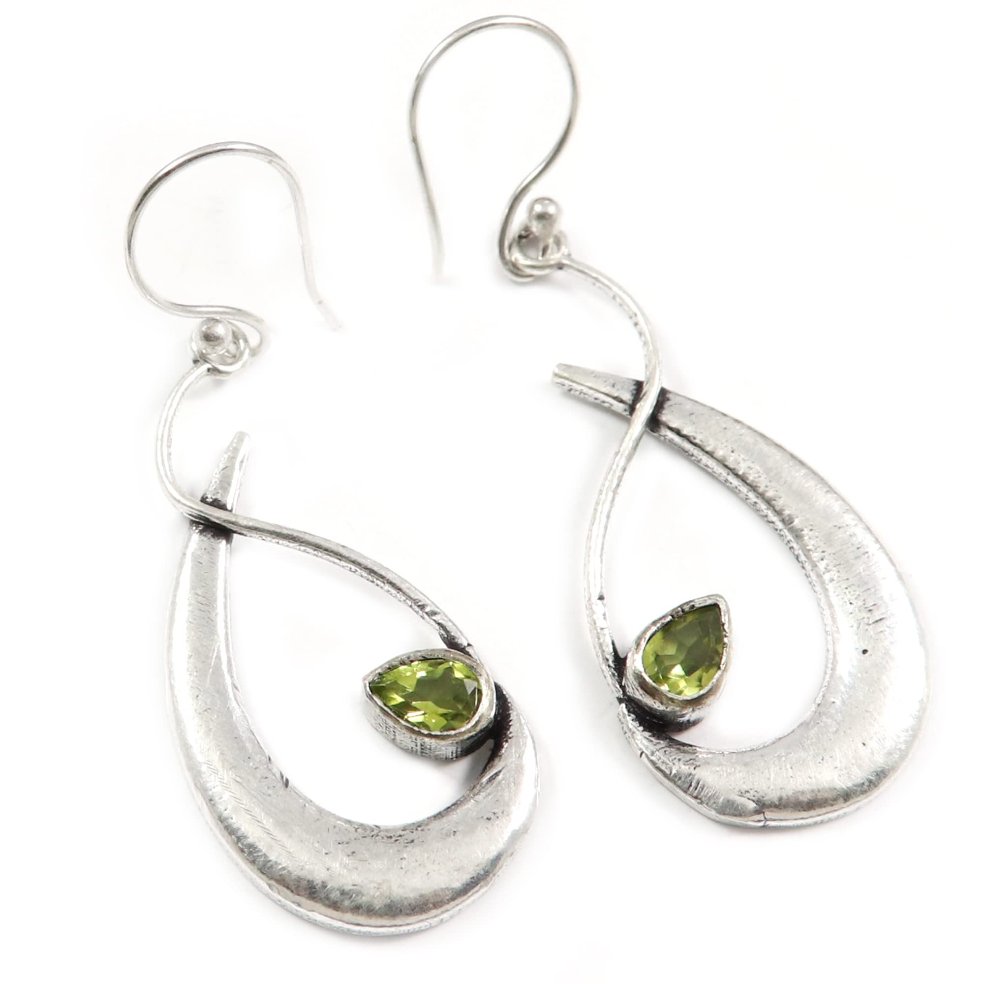 GenericGoyal Crafts Peridot Faceted Natural Gemstone Silver Plated Drop Dangle Earring Jewelry GGTER131I