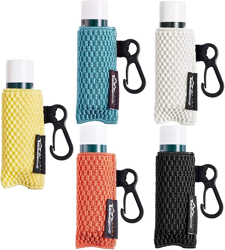 WK IEASON Porta-bálsamo labial com chaveiro e clipe, preto, pacote com 5