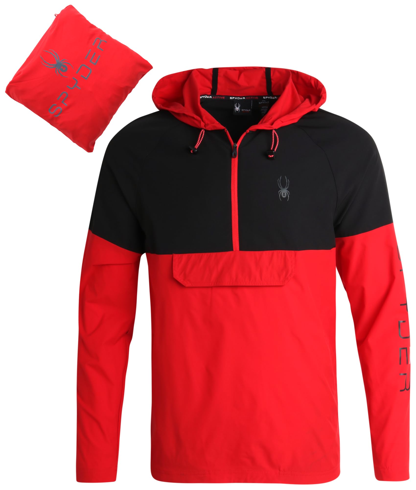 Spyder Men's Jacket - Lightweight Performance Ripstop Packable Anorak Windbreaker - Active Quarter Zip Pullover Hoodie (S-XL)