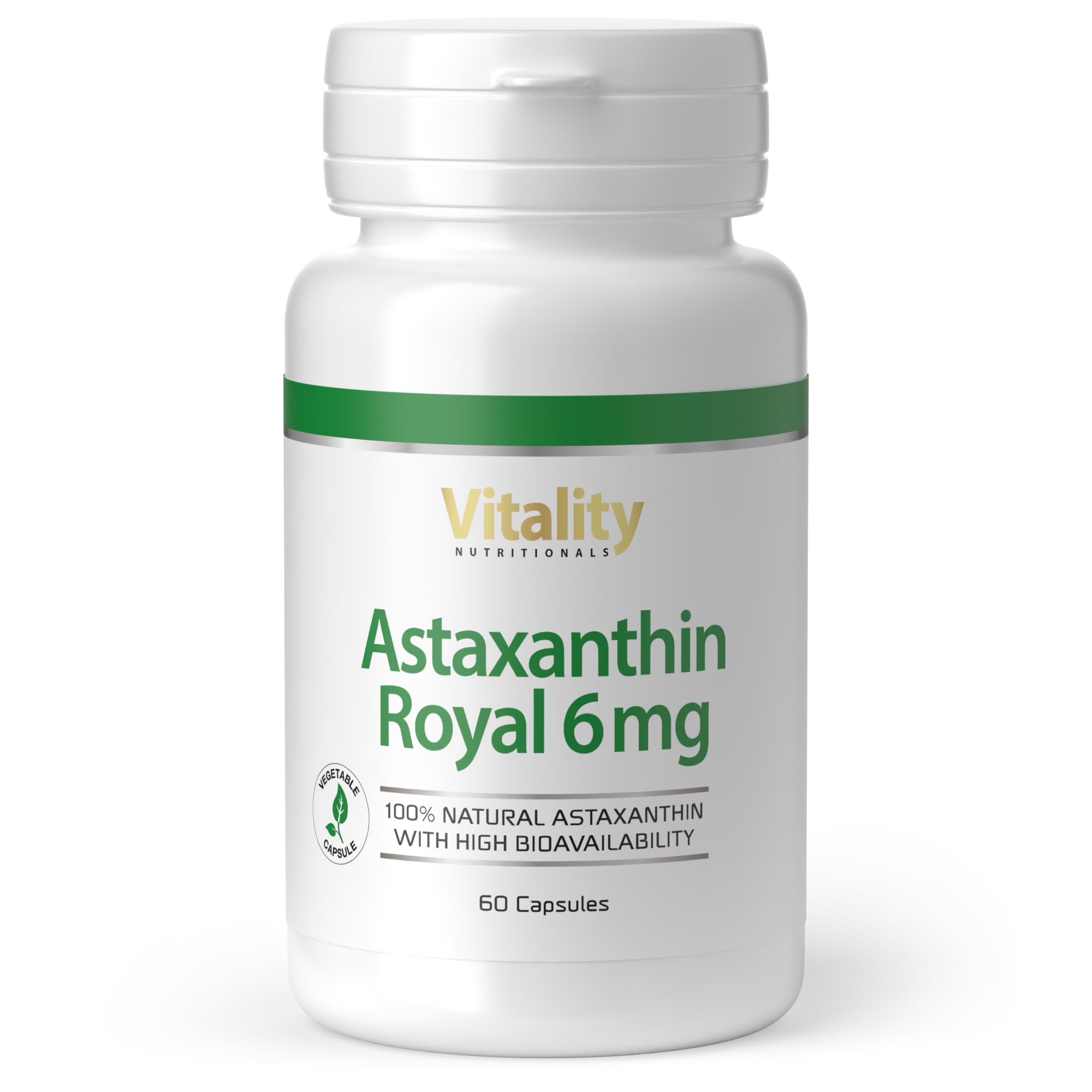 Astaxanthina Naturale, Complesso Antiossidante, 6 mg di Pura Astaxantina Naturale in Polvere dalle Alghe con betacarotene, Antiossidante. Astaxanthin Royal Vitality Nutritionals
