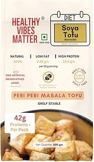 HEALTHY VIBES MATTER SOYA TOFU PANEER (Pack of 2) | PERI PERI Flavour Blast (200GM Each ) (Ambient Storage| Dairy & Gluten Free| High Fiber | No Preservatives & Additives) (2)