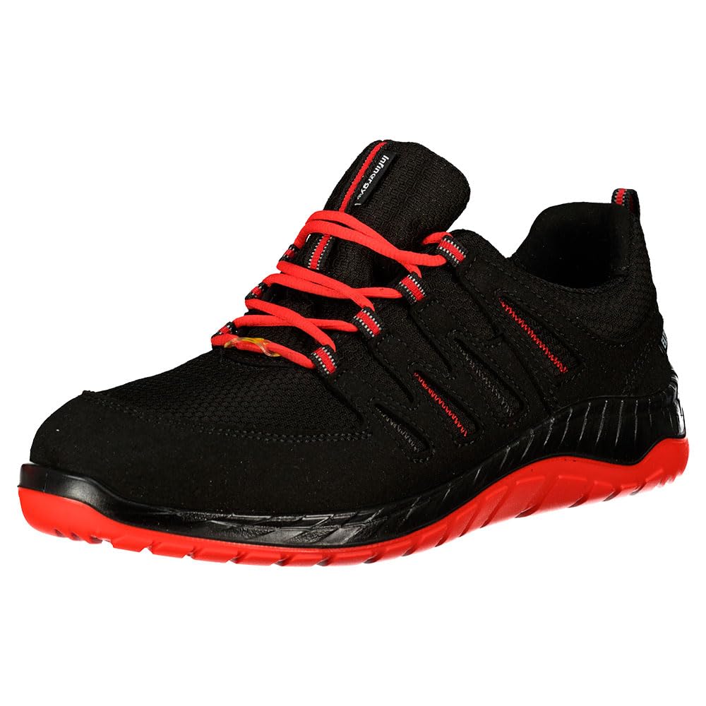 ELTEN MADDOX nero-​rosso Low ESD S3S, scarpe antinfortunistiche da uomo, leggere, puntale in acciaio, materiale tomaia: tessuto, fodera interna: tessuto (traspirante), taglia 44