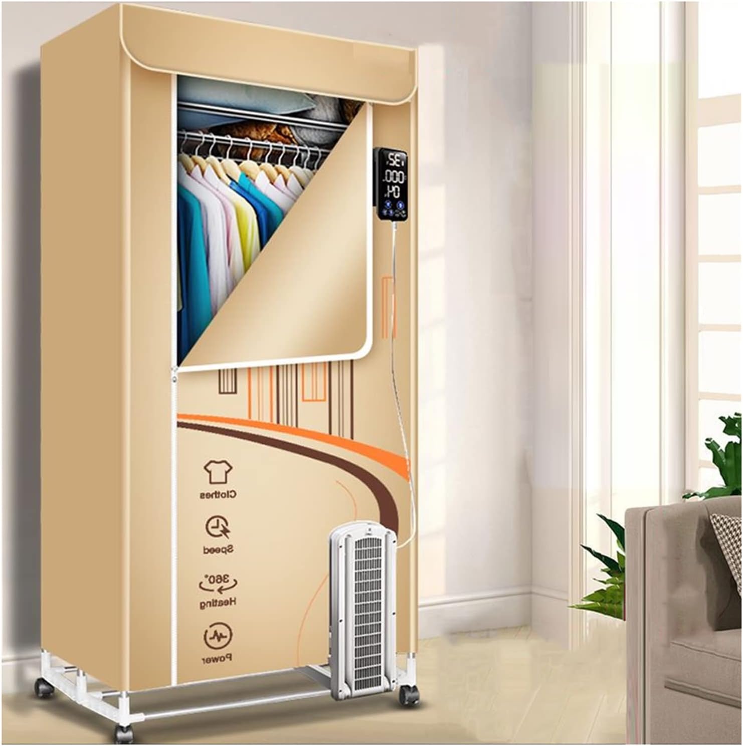 3-Electric Heated Airer Clothes Dryer, Folding Warmer Drying Rack, Load 40kg, Household Clothes Dryer with 360min Adjustable Timer,1600W Energy-Efficient Warm Air Drying Wardrobe for Laundry