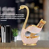 Vista 3 de Watris Veiyi Juego de cucharas de café, juego de cucharas de postre, 6 cucharas de té con soporte de base de cisne, organizador de cucharas de café