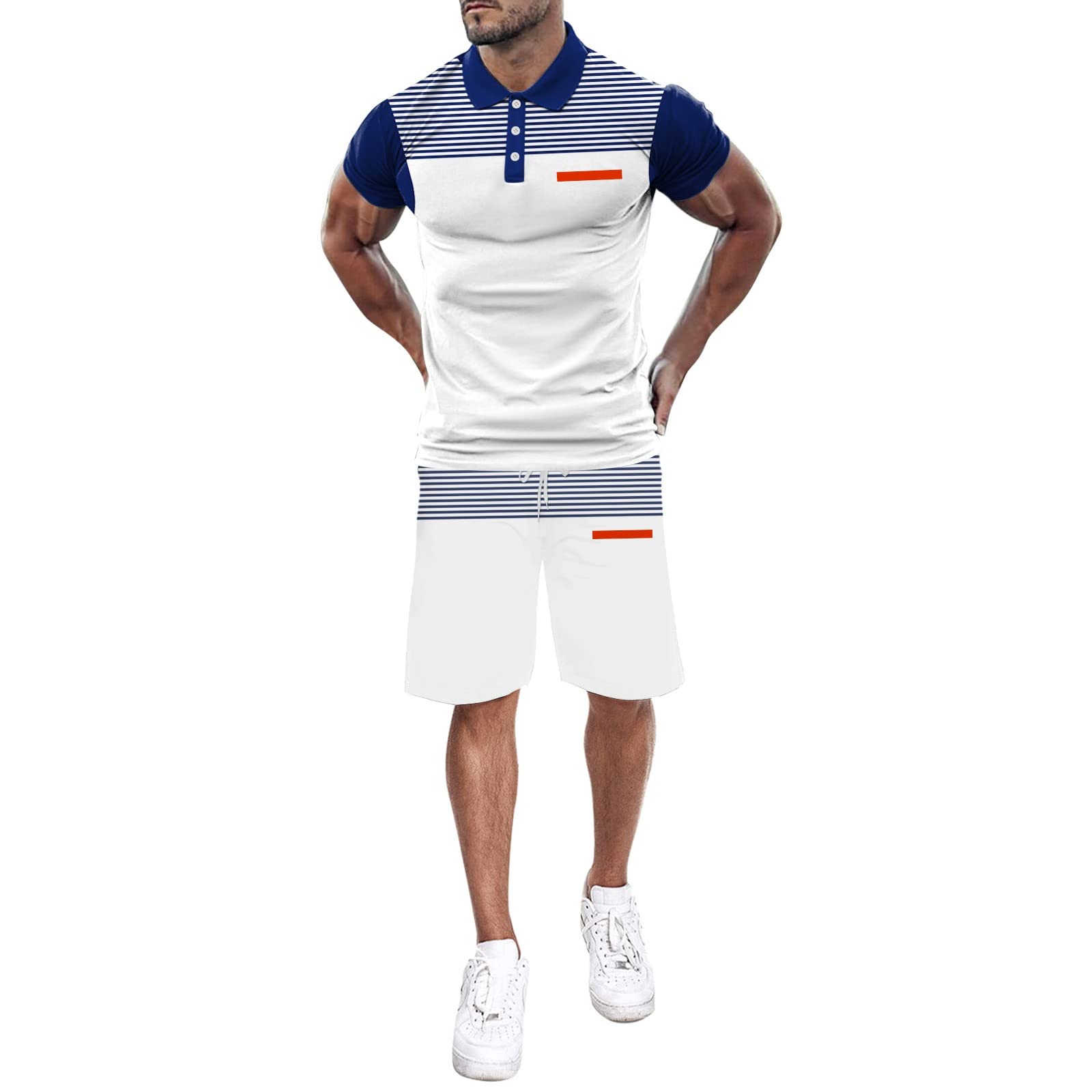 QWUVEDS Saco de vestir con compartimento para zapatos para hombre, camiseta de manga corta y pantalones cortos, conjunto de verano de 2 piezas