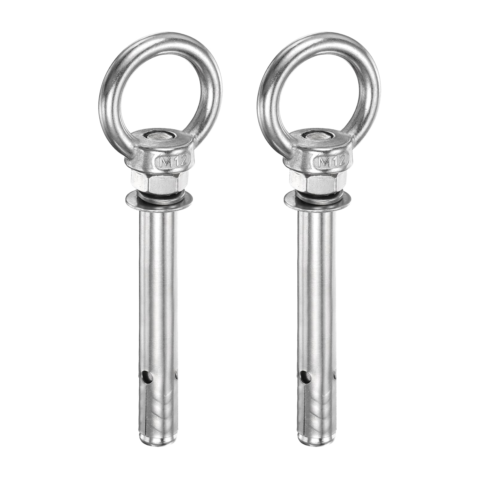 PATIKIL M12x80mm Expansion Lifting Eyebolt, 2 Pcs Stainless Steel Ring Lifting Expansion Bolts Screw Heavy Duty Internal Eye Bolt Fastener with Eye Ring for Concrete Wall Masonry โ image 1