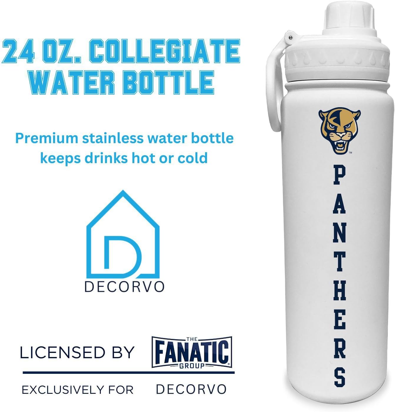 Florida International Water Bottle - Double Walled Stainless Steel 24 oz Keeps Drinks Cold or Hot