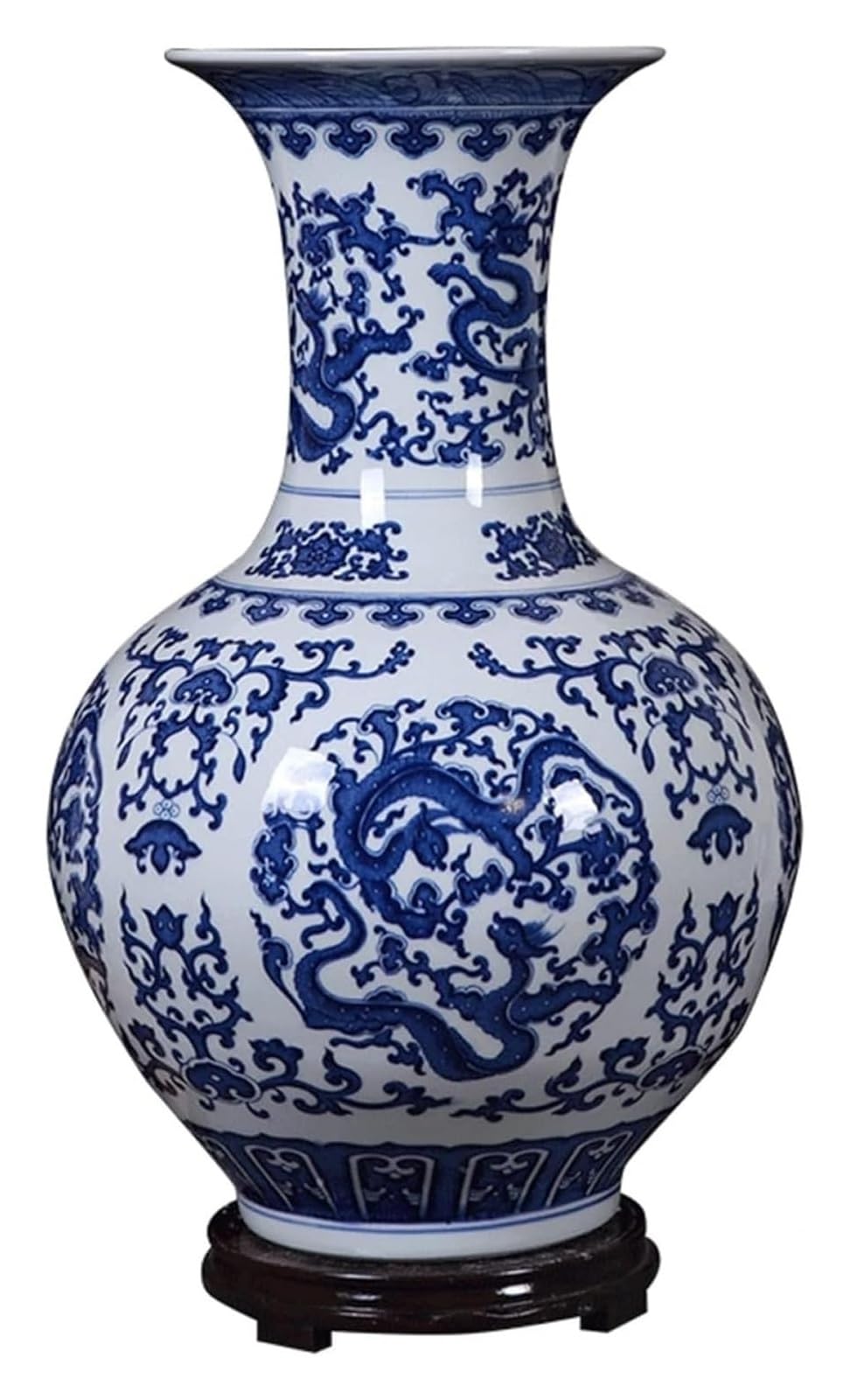 asdchZen Vase Décor Vase Ceramic Vase 21.2 Inch Large Porcelain Flower Vase Chinese Antique Stoneware Decor Vases Creative Enamel Hand-Painted Decorative Ornament With Base Flower Vase