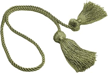 DECOPRO Curtain and Drapery Tieback/Holdback with Multiple Bells, 3" Tassel 7.5cm, 27" Spread 68.5cm CCT, Dark Khaki Green #L80 Dark Khaki Beige Green Sold Individually