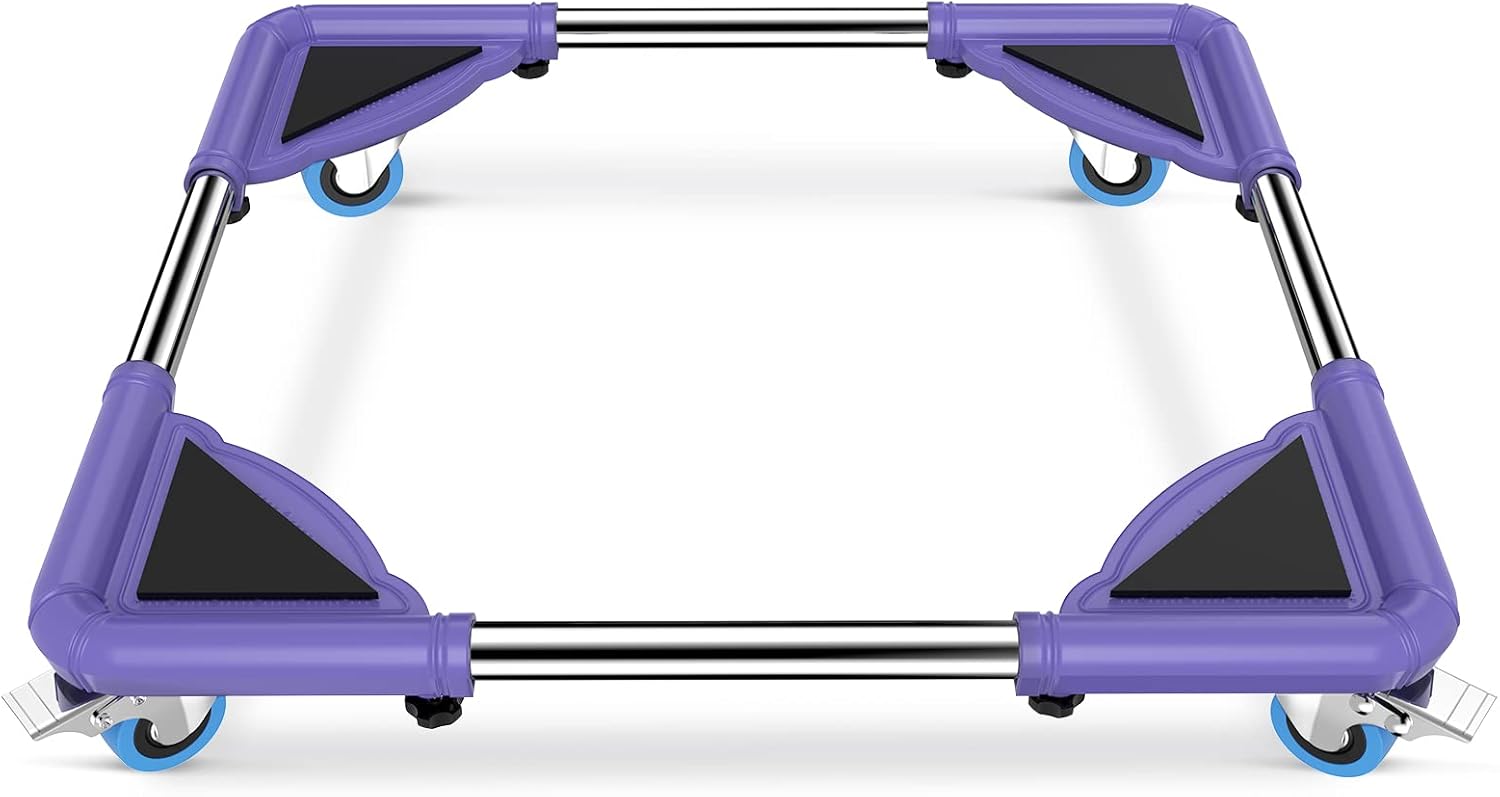 SPACECARE Mobile Roller with 4 Locking Wheels - Adjustable Furniture Dolly Washing Machine Stand Refrigerator Base Moving Cart- Purple