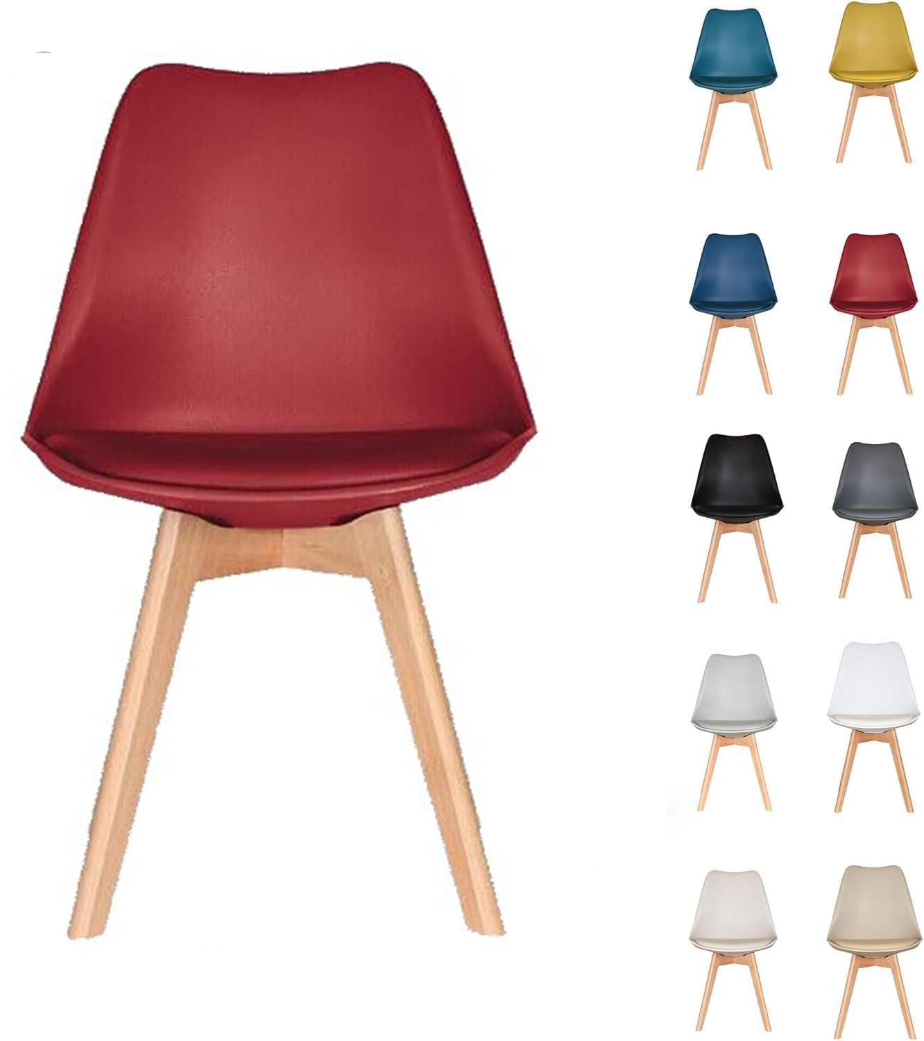AVC Designs Single Dining Chairs Designer Wooden Home Office Commercial (Burgundy) — image 1