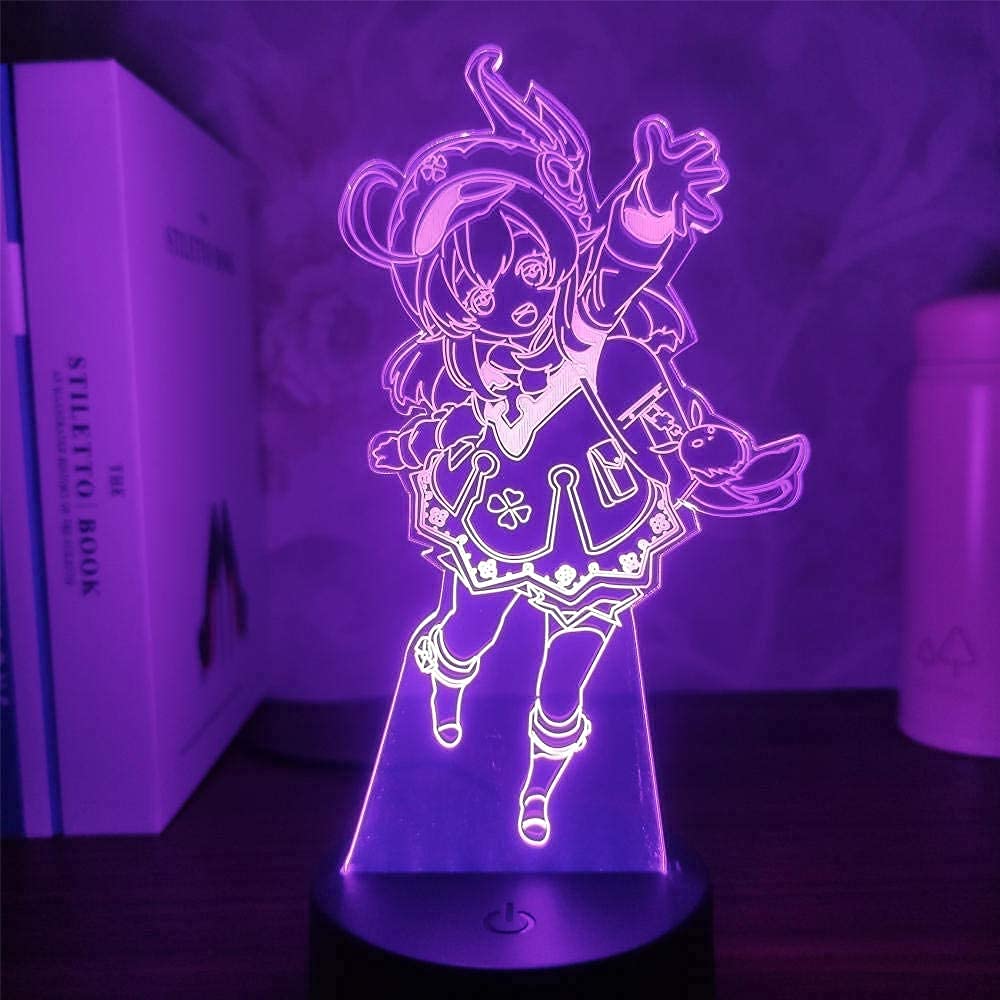 althiqahkey Genshin Impact Figure Klee 3D Night Light, Acrylic Panel Abs Base USB Cable Illusion Effect Multi-Color Remote Control Lamp Gift For Anime Lovers