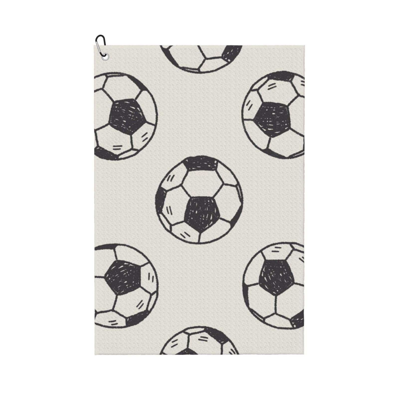 Hnnkloy Soccer Ball, 16x24 in Portable Waffle Golf Towels with Carabiner Clip for Golf Bag
