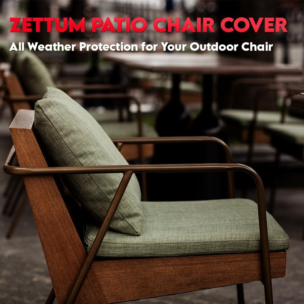 Zettum Stackable Patio Chair Cover - 600D Outdoor Chair Cover Waterproof & Heavy Duty, Lawn Furniture Stacking Seat Cover for 4 - 6 Outdoor Stackable Dining Chairs - 28 x 36 x 47 Inch - Image 7