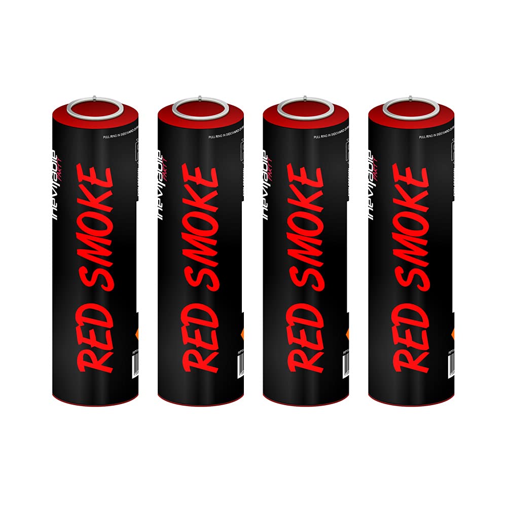 Pack of 4 Ring Pull Smoke Grenade Effects for Paintball, Weddings, Photoshoots & Special Effects (Red)