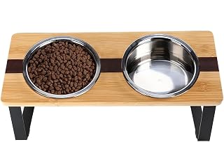 WGYAML Elevated Ceramic Cat Bowl,Small Dog 15° Tilt Raised Food Feeding Tray with Stainless Steel Bracket to Protect The Spine of Cats and Dogs, Suitable for Cats and Puppies (Stainless Steel Bowl)