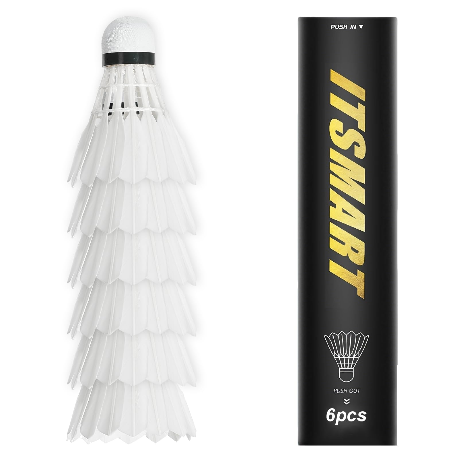 Rthynti 6Pcs Shuttlecocks Badminton, Professional Duck Feather Badminton, Shuttlecocks with Stability and Balance for Professional Training Or Family Outdoor Sports