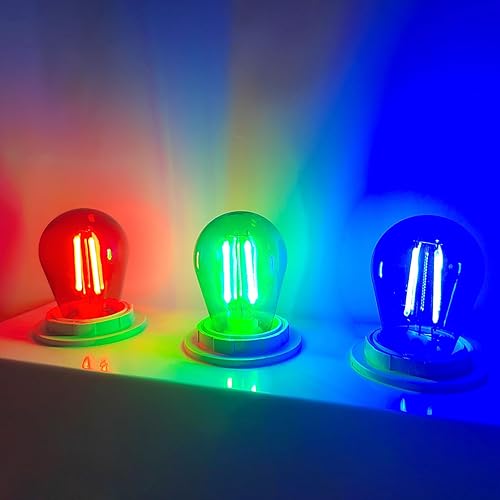 Miniatura 6 de Bombillas LED S14 de repuesto de 2 W, color rojo, inastillables, impermeables, decorativas, E26, filamento rojo E26, bombillas Edison para