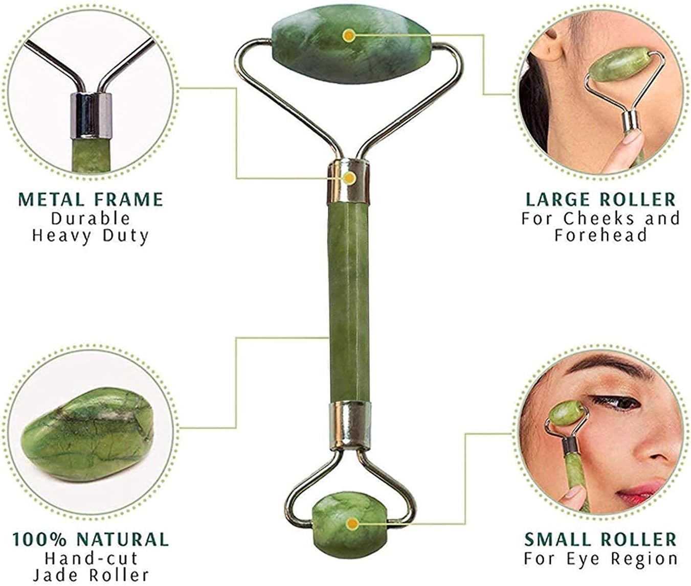 Jade Roller & Gua Sha Set – 100% Natural Jade Stone Face Massager | Cooling Facial Tool for Skin Tightening, Anti-Aging, Puffiness & Lymphatic Drainage | Skincare Gift for Women - Image 2