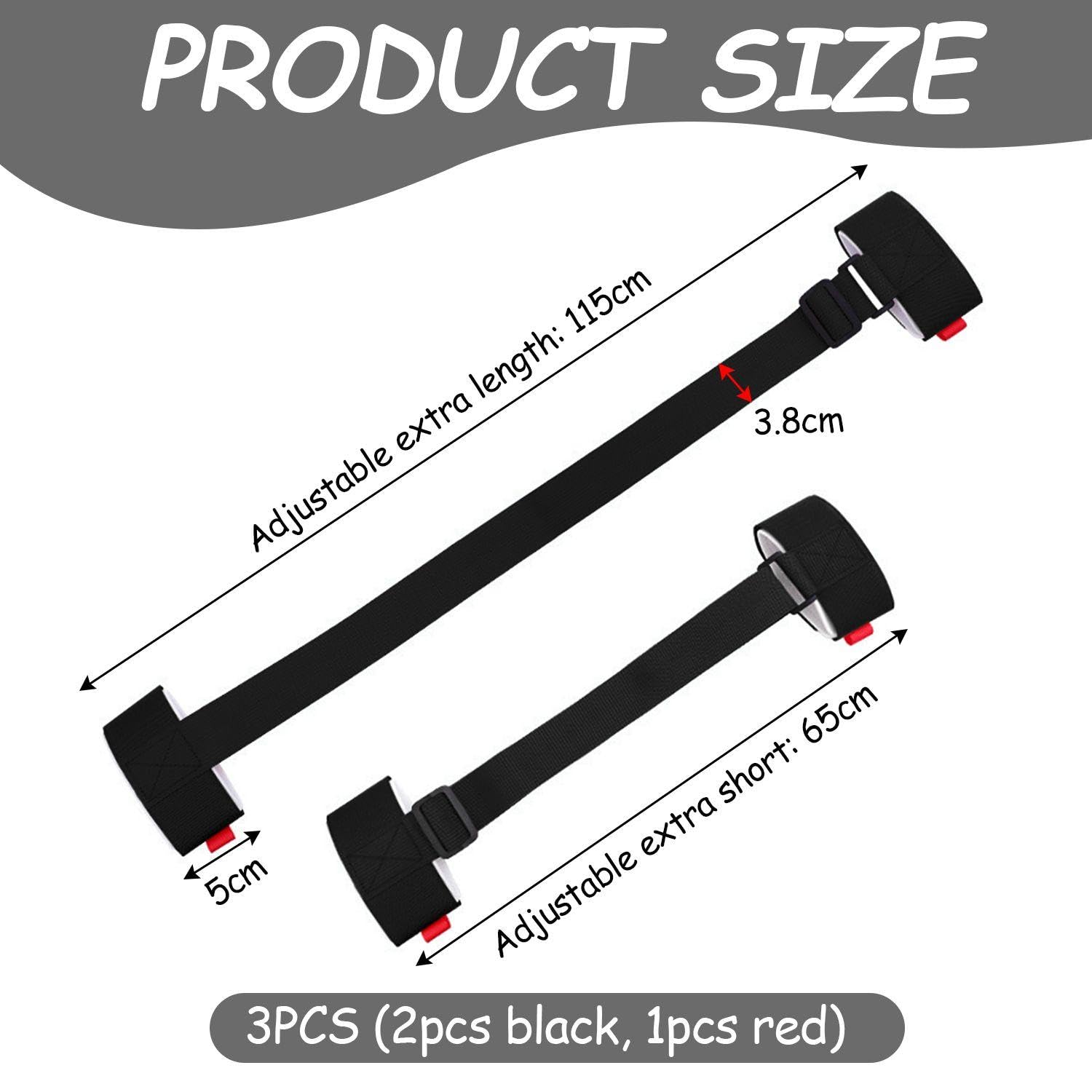 Pack De 3 Correas Ajustables Para Snowboard Y Esquí, Negro