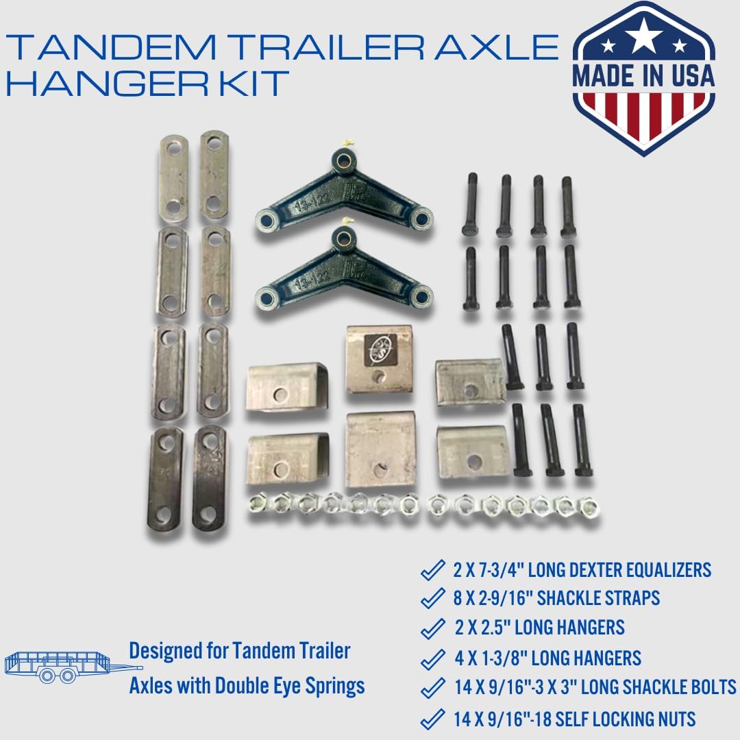 SOUTHWEST WHEEL USA Made 3,500 lbs. Tandem Trailer Axle Suspension Kit (Leaf Springs, Hanger & U-Bolt kit)