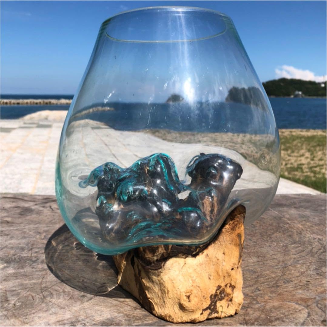 18％OFF】 流木ガラス オブジェ特大Ꮲ 花瓶 金魚鉢 ガーデニング 